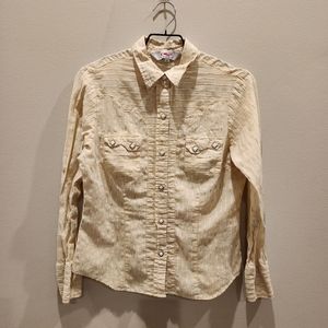 🇮🇳Vintage Roper Cowgirl Snap Buttons 100% Cotton faux ivory buttons Sz M